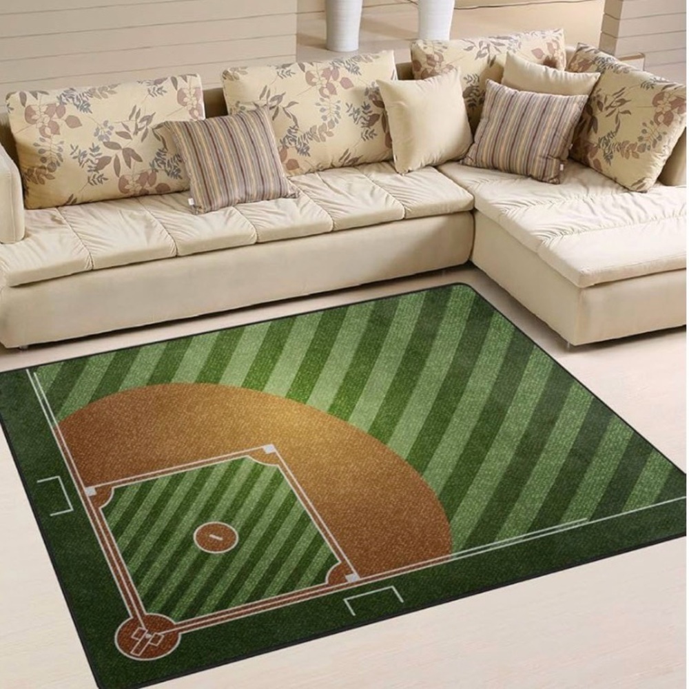 Baseball Field,Rugs 36 x 25 Inch,Non-Slip, Lightweight, for Kids,Playroom